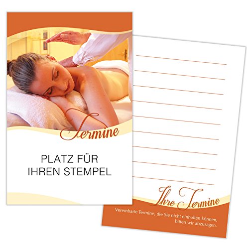 1000 Terminkarten Kundenkarten Massage Physiotherapie Wellness 350g Karton gut beschreibbar mit Stempelfeld von KDS