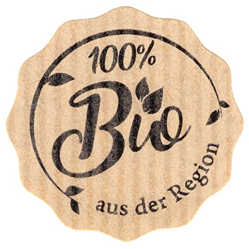 500 Etiketten Aufkleber 100% Bio aus der Region braun Natural Bois 35 mm von KDS