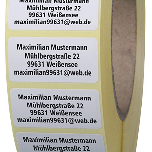 Adressetiketten mit Wunschdruck 1000 Stück 40 x 20 mm Haftpapier weiß jetzt selbst gestalten Adressetiketten mit Wunschdruck 1000 Stück 40 x 20 mm Haftpapier weiß jetzt selbst gestalten von KDS