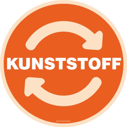 KDS Aufkleber KUNSTSTOFF Mülltonne Abfall Recycling Wertstoffkennzeichnung 20 cm rund von KDS