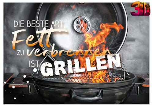 KE - 3D Effekt Geburtstagskarte mit humorvollem Spruch, 150x105mm - Perfekt für Grill-Liebhaber, einzigartiges Geburtstagsgeschenk - Motiv: Grillen von KE