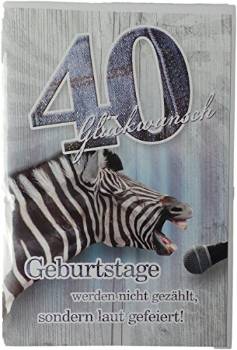 KE - 40. Geburtstagskarte Set, Runder Geburtstag, DIN A6 Klappkarte mit Umschlag, Karte in Folie - Motiv: Pferd von KE