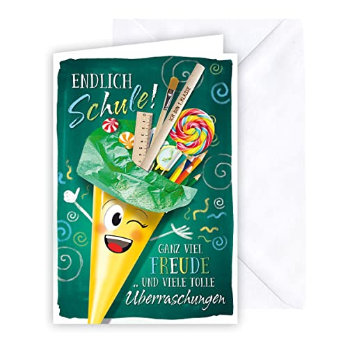 KE - Einschulungskarte mit Gravur, B6 17,0 x 11,5 cm, inklusive Umschlag, Geschenk zur Schuleinführung, personalisiert mit Bleistift - Motiv: Schultüte KE - Einschulungskarte mit Gravur, B6 17,0 x 11,5 cm, inklusive Umschlag, Geschenk zur Schuleinführung, personalisiert mit Bleistift - Motiv: Schultüte von KE