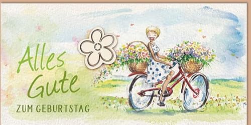 KE - Exklusive Geburtstagskarte mit Holzdetail, inklusive Umschlag, DIN lang - Geschenk für Fahrradliebhaber, Motiv: Fahrrad von KE