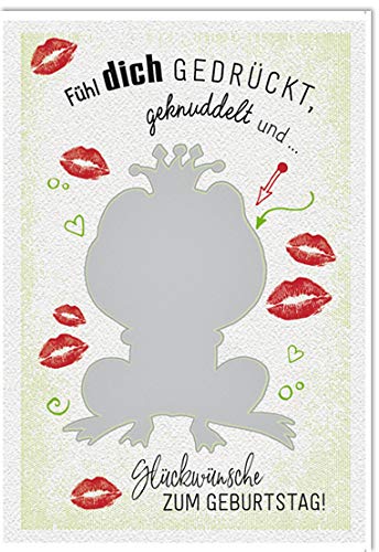 KE - Exklusive Geburtstagskarte mit Rubbelfeld, 17,0 x 11,5 cm, inklusive Umschlag - Einzigartige und coole Karte für besondere Anlässe - Motiv: Knuddeln von KE