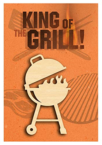 KE - Exklusive Männer Geburtstagskarte mit Grill Motiv, DIN B6 Format, Inklusive Umschlag und Innendruck - Hochwertige Holzteil Detailierung - Geschenk für Grillliebhaber - Motiv: Grill von KE