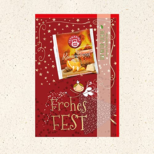 KE - Exklusive Weihnachtskarte mit Rotbuschtee-Teebeutel, Frohe Weihnachten, DIN B6 Klappkarte, Motiv: Fee von KE