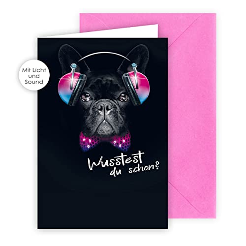 KE - Musikalische Geburtstagskarte mit Lichteffekten, Musikkarte, DIN B6 Klappkarte inklusive Umschlag, Geschenk für Hundeliebhaber, Motiv: Hund von KE