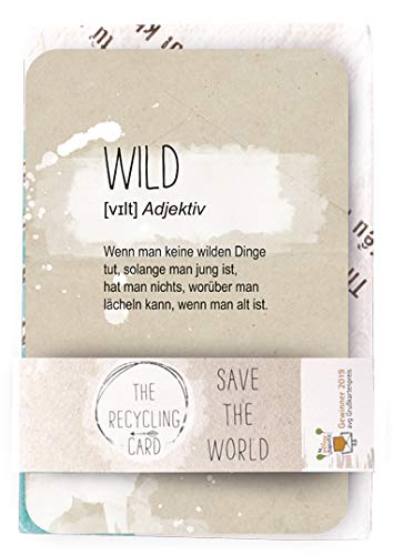 KE Post-Karte - Schöne Spruch-Karte im Set mit Recycling Dauer-Umschlag - Gruß-Karte mit farbig bedruckter Rückseite - DIN A5 - Motiv: Wild von KE