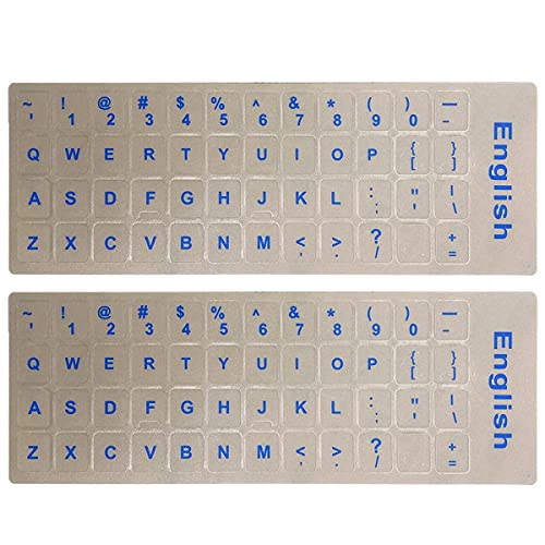 2 Stück transparente englische Tastatur-Aufkleber, englische Tastatur-aufkleber mit transparentem Hintergrund und blauer Schrift für Computer, Notebook, Laptop, Desktop 2 Stück transparente englische Tastatur-Aufkleber, englische Tastatur-aufkleber mit transparentem Hintergrund und blauer Schrift für Computer, Notebook, Laptop, Desktop von KEANBOLL