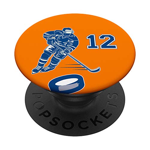 12 Eishockey Nummer Spieler Design #12 - PopSockets Ausziehbarer Sockel und Griff für Smartphones und Tablets von KEANNS Eishockeynummern Spieler Geschenke
