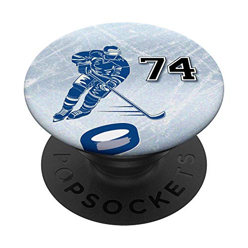 74 Eishockey Nummer Spieler Design # 74 PopSockets PopGrip: Ausziehbarer Sockel und Griff für Handys/Tablets mit Tauschbarem Top von KEANNS Eishockeynummern Spieler Geschenke