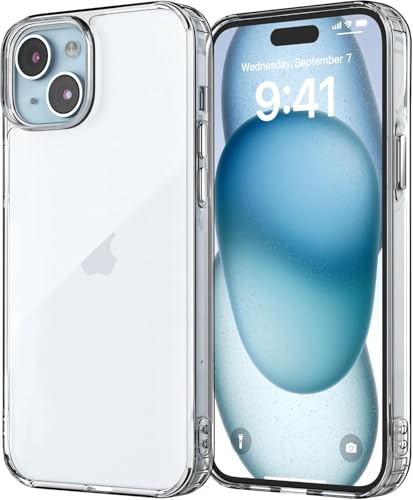 KEAOXDRB Schutzhülle für iPhone 15 6,1 Zoll (15,7 cm), transparent, vergilbungssicher, stoßfest, dünn, militärisch, kratzfest, weiches TPU, Bumper und klar, PMMA-Rückseite von KEAOXDRB