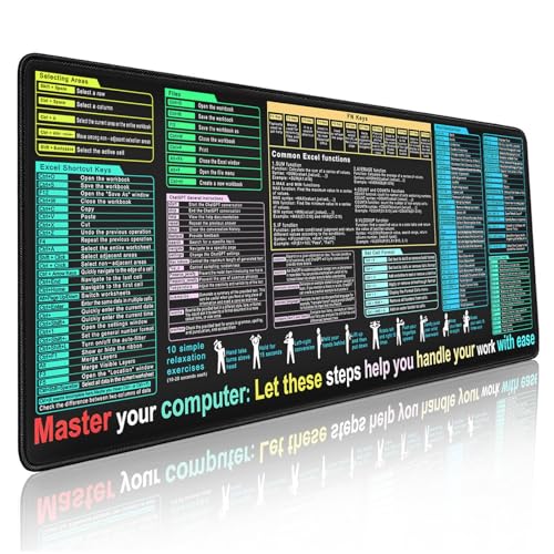 Mauspad, wasserdicht, ChatGPT Excel Spickzettel, Schreibtischunterlage mit rutschfester Gummiunterseite, große XL-Gaming-Tastaturmatte, leicht gleitend, PC, Büro, Computermatte Mauspad, wasserdicht, ChatGPT Excel Spickzettel, Schreibtischunterlage mit rutschfester Gummiunterseite, große XL-Gaming-Tastaturmatte, leicht gleitend, PC, Büro, Computermatte von KEBE