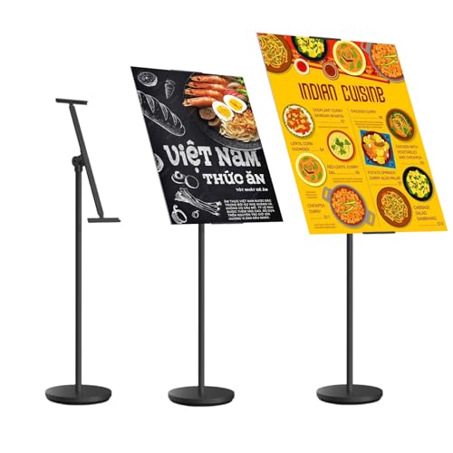 Infoständer Höhenverstellbar, Präsentationsständer für den Außenbereich Plakatständer Flyerständer Prospektständer Panelhöhenverstellung23.5 - 39.4 Zoll, Displayständerhöhe 53.55 -63Zoll（Schwarz） von KEBMCHN