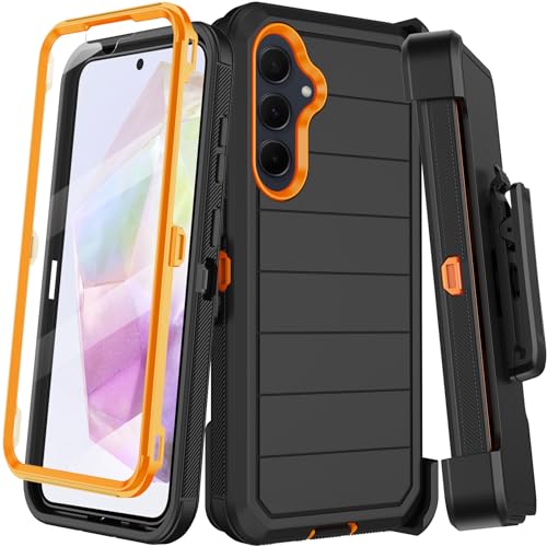 KECAI Schutzhülle für Samsung Galaxy A35 5G, mit Gürtelclip-Holster, integrierter Displayschutz, strapazierfähig, stoßfest, Fallschutz, Militärqualität, langlebig, mit Ständer, Schwarz / Orange KECAI Schutzhülle für Samsung Galaxy A35 5G, mit Gürtelclip-Holster, integrierter Displayschutz, strapazierfähig, stoßfest, Fallschutz, Militärqualität, langlebig, mit Ständer, Schwarz / Orange von KECAI