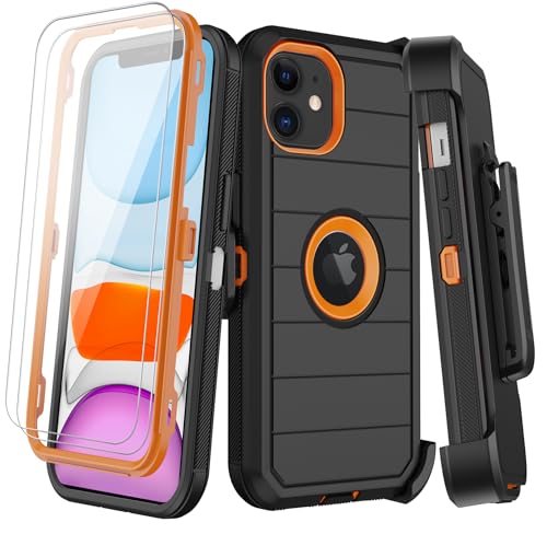 KECAI Schutzhülle für iPhone 11, mit Gürtelclip-Holster, 2 x Displayschutzfolien, strapazierfähig, stoßfest, Fallschutz, Militärqualität, langlebig, Ganzkörper-Handyhülle mit Ständer für Apple iPhone KECAI Schutzhülle für iPhone 11, mit Gürtelclip-Holster, 2 x Displayschutzfolien, strapazierfähig, stoßfest, Fallschutz, Militärqualität, langlebig, Ganzkörper-Handyhülle mit Ständer für Apple iPhone von KECAI