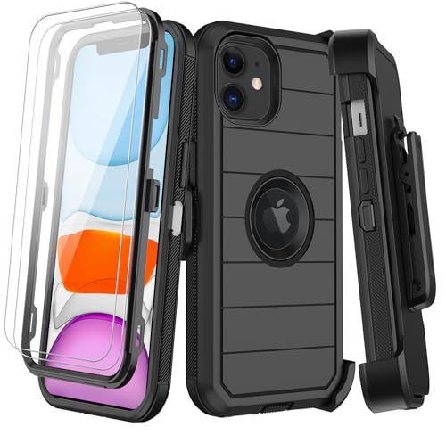 KECAI Schutzhülle für iPhone 11, mit Gürtelclip-Holster, 2 x Displayschutzfolien, strapazierfähig, stoßfest, Fallschutz, Militärqualität, langlebig, Ganzkörper-Handyhülle mit Ständer für Apple iPhone KECAI Schutzhülle für iPhone 11, mit Gürtelclip-Holster, 2 x Displayschutzfolien, strapazierfähig, stoßfest, Fallschutz, Militärqualität, langlebig, Ganzkörper-Handyhülle mit Ständer für Apple iPhone von KECAI