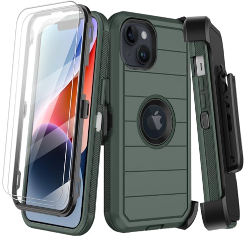 KECAI Schutzhülle für iPhone 14 Plus mit Gürtelclip-Holster, 2 x Displayschutzfolien, strapazierfähig, stoßfest, Fallschutz, Militärqualität, robuste Handyhülle mit Ständer für Apple 14 Plus KECAI Schutzhülle für iPhone 14 Plus mit Gürtelclip-Holster, 2 x Displayschutzfolien, strapazierfähig, stoßfest, Fallschutz, Militärqualität, robuste Handyhülle mit Ständer für Apple 14 Plus von KECAI