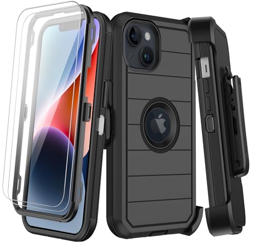KECAI Schutzhülle für iPhone 14 Plus mit Gürtelclip-Holster, 2 x Displayschutzfolien, strapazierfähig, stoßfest, Fallschutz, Militärqualität, robuste Handyhülle mit Ständer für Apple 14 Plus KECAI Schutzhülle für iPhone 14 Plus mit Gürtelclip-Holster, 2 x Displayschutzfolien, strapazierfähig, stoßfest, Fallschutz, Militärqualität, robuste Handyhülle mit Ständer für Apple 14 Plus von KECAI