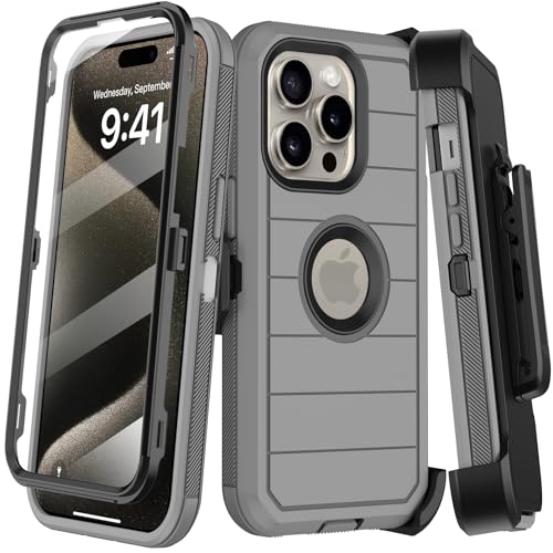KECAI Schutzhülle für iPhone 15 Pro Max mit Gürtelclip-Holster und Ständer, integrierter Displayschutz, strapazierfähig, stoßfest, Fallschutz, Militärqualität, robust, langlebig, Ganzkörper-Handyhülle KECAI Schutzhülle für iPhone 15 Pro Max mit Gürtelclip-Holster und Ständer, integrierter Displayschutz, strapazierfähig, stoßfest, Fallschutz, Militärqualität, robust, langlebig, Ganzkörper-Handyhülle von KECAI