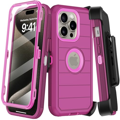 KECAI Schutzhülle für iPhone 15 Pro Max mit Gürtelclip-Holster und Ständer, integrierter Displayschutz, strapazierfähig, stoßfest, Fallschutz, Militärqualität, robust, langlebig, Ganzkörper-Handyhülle KECAI Schutzhülle für iPhone 15 Pro Max mit Gürtelclip-Holster und Ständer, integrierter Displayschutz, strapazierfähig, stoßfest, Fallschutz, Militärqualität, robust, langlebig, Ganzkörper-Handyhülle von KECAI