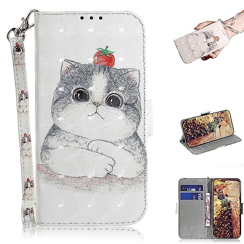 KEDBBAO Handyhülle für Google Pixel 4A 4G Hülle Premium Muster Klapphülle für Pixel 4A 4G Ständerfunktion PU Leder Flip Magnet Motive Wallet Schutzhülle für Pixel 4A Tasche Case, Tomate Katze von KEDBBAO