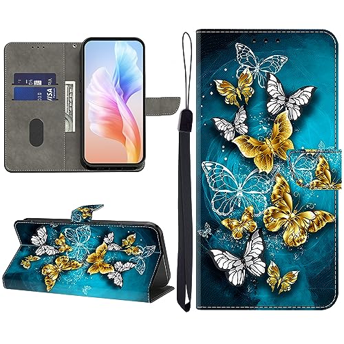 KEDBBAO Handyhülle für Honor 90 Hülle Muster Klapphülle für Honor 90 Leder Tasche Case Flip Magnet Motive Wallet Schutzhülle für Honor 90 Hüllen, Grüner Schmetterling von KEDBBAO