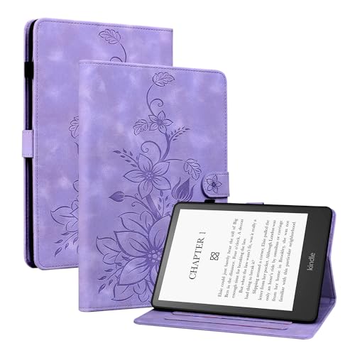 KEDBBAO Hülle für 7" Kindle Paperwhite (12. Generation 2024) und Kindle Colorsoft Signature Edition 2024, Magnetischer Verschluss Ständer Premium Schutzhülle für Kindle Paperwhite 2024 Hülle, Lila von KEDBBAO