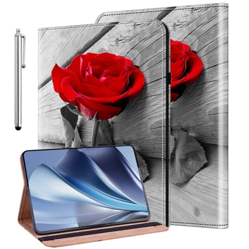 KEDBBAO Hülle für Samsung Galaxy Tab A6 10.1 2016 SM-T580 T585 Schutzhülle Flip PU Leder Wallet Cover Case mit Stifthalter und Standfunktion für Galaxy Tab A 2016 Hülle, Red Rose von KEDBBAO