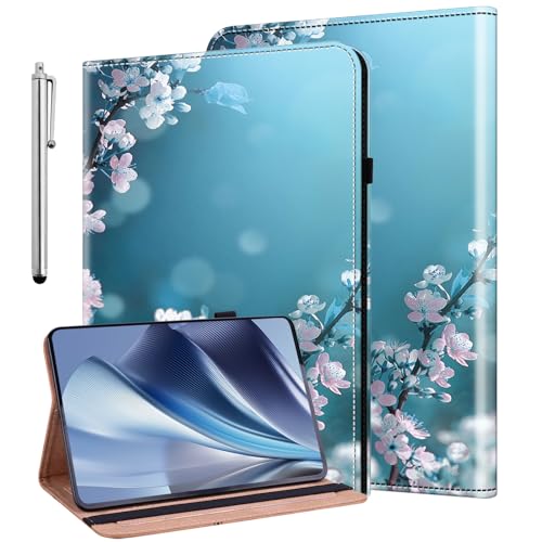KEDBBAO Hülle für Samsung Galaxy Tab S7 FE 2021 12.4 Zoll Schutzhülle Flip PU Leder Wallet Cover Case mit Stifthalter und Standfunktion für Galaxy Tab S7 FE Hülle, Pflaumenblüte von KEDBBAO