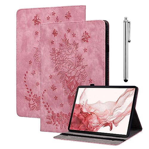 KEDBBAO Hülle für Samsung Galaxy Tab S7 FE 2021 12.4 Zoll, Multi-Winkel Flip PU Leder Schutzhülle mit Stifthalter und Standfunktion für Samsung Tab S7 FE Hülle, Rosa von KEDBBAO