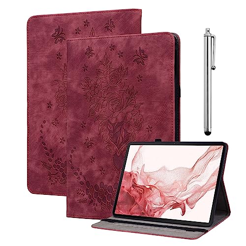KEDBBAO Hülle für Samsung Galaxy Tab S7 FE 2021 12.4 Zoll, Multi-Winkel Flip PU Leder Schutzhülle mit Stifthalter und Standfunktion für Samsung Tab S7 FE Hülle, Rot von KEDBBAO