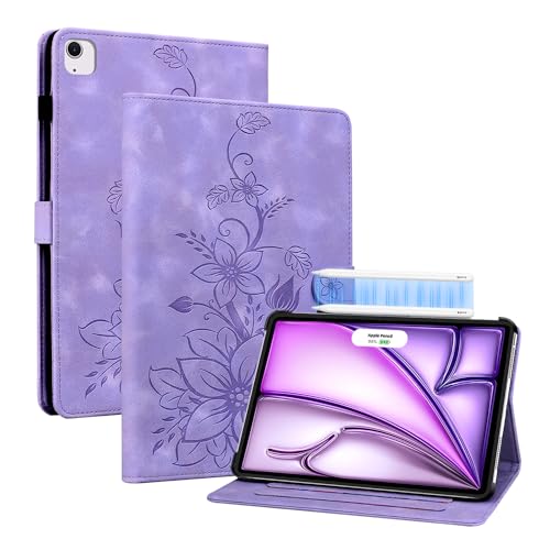 KEDBBAO Hülle für iPad Air 13 Zoll 2025 M3/2024 M2, Magnetischer Verschluss Ständer Premium PU Leder Hülle mit Auto Schlaf/Wach unterstützt Pencil Pro/USB-C, Lila von KEDBBAO