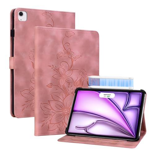 KEDBBAO Hülle für iPad Air 13 Zoll 2025 M3/2024 M2, Magnetischer Verschluss Ständer Premium PU Leder Hülle mit Auto Schlaf/Wach unterstützt Pencil Pro/USB-C, Rosa von KEDBBAO