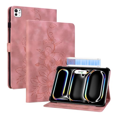 KEDBBAO Hülle für iPad Pro 13 Zoll Hülle M4 (2024), Magnetischer Verschluss Ständer Premium PU Leder Hülle mit Auto Schlaf/Wach unterstützt Pencil Pro/USB-C für iPad Pro 13 2024 Hülle, Rosa von KEDBBAO