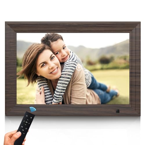Digitaler Bilderrahmen, 10,1 Zoll HD IPS Bildschirm Digitaler Bilderrahmen, Fernbedienung Elektronischer Fotorahmen Unterstützung 1080P Video/Bildvorschau/MP3/Kalenderuhr/USB (Nicht-WLAN) von KEDEEK