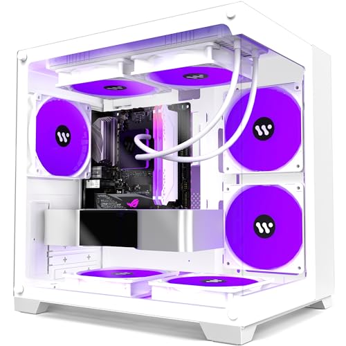 KEDIERS PC Gehäuse- Micro-ATX Mid-Tower Computer Gaming Gehäuse mit 4 ARGB-Lüftern, Weiß, C770 von KEDIERS