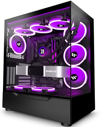 KEDIERS PC Gehäuse - Vorinstallierte 4 PWM ARGB lüfter， E-ATX Tower Gehäuse aus gehärtetem Glas (Schwarz, G900) von KEDIERS
