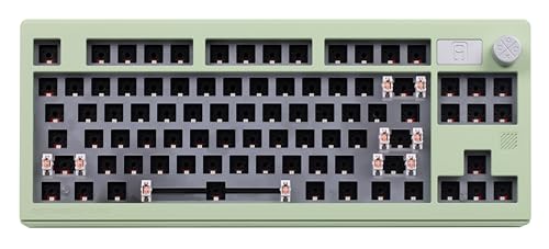 KEEBMONKEY WK870 CNC Mechanische Tastatur (Barebones) mit Dichtungsstruktur und Knopf/Verbesserte Klangleistung, Remappable Tastatur Kit mit RGB, Aluminium Hot Swap Tastatur (Grün) von KEEBMONKEY