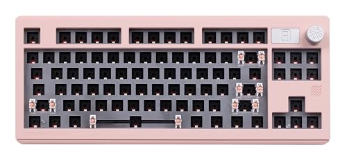 KEEBMONKEY WK870 CNC-mechanische Tastatur (Barebones) mit Dichtungsstruktur und Knopf/verbesserter Klangleistung, wiederzuordnendes Tastatur-Kit mit RGB, Aluminium-Hot-Swap-Tastatur (Rosa) von KEEBMONKEY