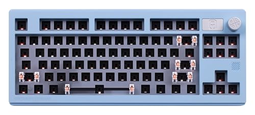 KEEBMONKEY WK870 Dichtung, Aluminium, Hot-Swappable Remappable RGB Mechanische Tastatur-Set mit vorinstallierten Stabilisatoren, Barebones, PC-Platte mit Schaumstoff und Dämpfungspad (blau) von KEEBMONKEY