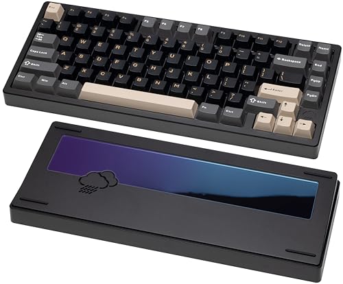 KEEBMONKEY WOBKEY Rainy 75 Aluminium HMX/JWK Switches Mechanische Tastatur mit überlegener Akustik, kabelgebunden, BT, 2,4 G kabellose Konnektivität, kein RGB/PP/Gradient Glas/3500 mAh/Violetter von KEEBMONKEY