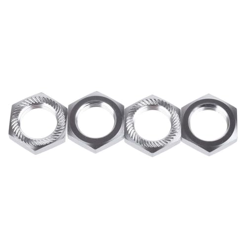 KEEDA 4 Stück M17 17mm Aluminiumlegierung RC Rad-Sechskant-Nabenmutter Gewinde 1,0 mm für 1/8 RC Modellauto HSP Redcat Himoto Teile (Silber) von KEEDA