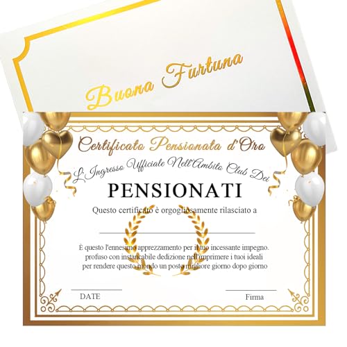 KEELYY Biglietto Auguri Pensionato Pensionata, Certificato Personalizzabile Pensione, Idea Regalo Pensionamento, Originale Gadget per la Festa del neo-pensionato von KEELYY