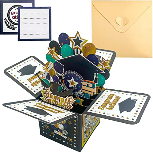 KEELYY Glückwunschkarte zur Prüfung, Karte Prüfung Bestanden Pop Up 3D Grußkarte Abschluss mit Umschlag, Abschluss Geschenk zum Abi, Bachelor, Master, Doktor KEELYY Glückwunschkarte zur Prüfung, Karte Prüfung Bestanden Pop Up 3D Grußkarte Abschluss mit Umschlag, Abschluss Geschenk zum Abi, Bachelor, Master, Doktor von KEELYY
