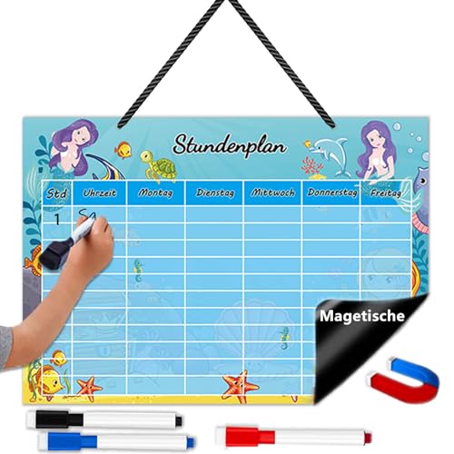 KEELYY Stundenplan Abwischbar, Magnetischer Stundenplan Meerjungfrau, Wochenplaner kinder Magnetisch, Wochenplaner zum Schulanfang mit Aufhängung und Stift, Stundenplan 1. Klasse Junge Mädchen KEELYY Stundenplan Abwischbar, Magnetischer Stundenplan Meerjungfrau, Wochenplaner kinder Magnetisch, Wochenplaner zum Schulanfang mit Aufhängung und Stift, Stundenplan 1. Klasse Junge Mädchen von KEELYY