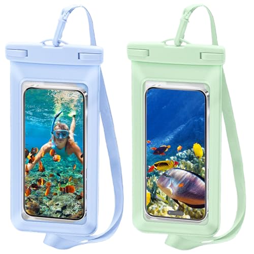 KEELYY wasserdichte Handyhülle 2 Stück, IPX8 Unterwasser Handyhülle, Wasserfeste Handytasche, Universal Waterproof Phone Case für iPhone, Samsung, Huawei, usw bis zu 7.0 Zoll von KEELYY
