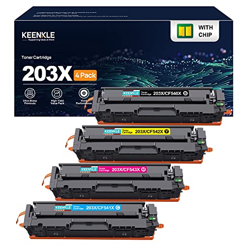 KEENKLE 203X CF540X Toner für HP 203X 203A CF541X CF540A Color Tonerkartusche, für HP Laserjet Pro MFP m281fdw M281fdn M280nw M281cdw M254nw M254dn M254dw CF540X CF540A CF541X CF542X CF543X Druckers von KEENKLE