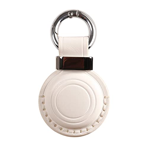 KEEPXYZ Airtag-Halter aus echtem Leder, geeignet für Apple Airtag Schlüsselanhänger Leder, langlebige Airtag-Gehäuseabdeckung Schlüsselring,Weiß V2.0 (kein Loch) von KEEPXYZ